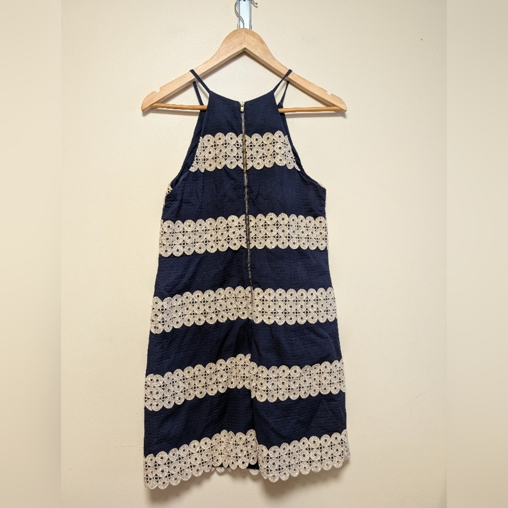 Lilly Pulitzer Navy Lace Stripe Halter Dress Size 6 - Picture 6 of 6